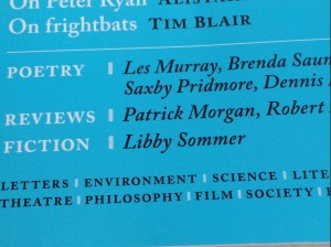 close up of September Quadrant magazine cover