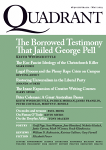 green and white cover of Quadrant magazine May 2019